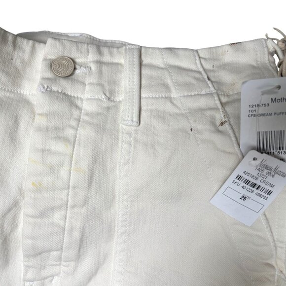 MOTHER The Patch Pocket Private Ankle Fray Jeans CREAM PUFF SZ. 25" NWT - Picture 5 of 6
